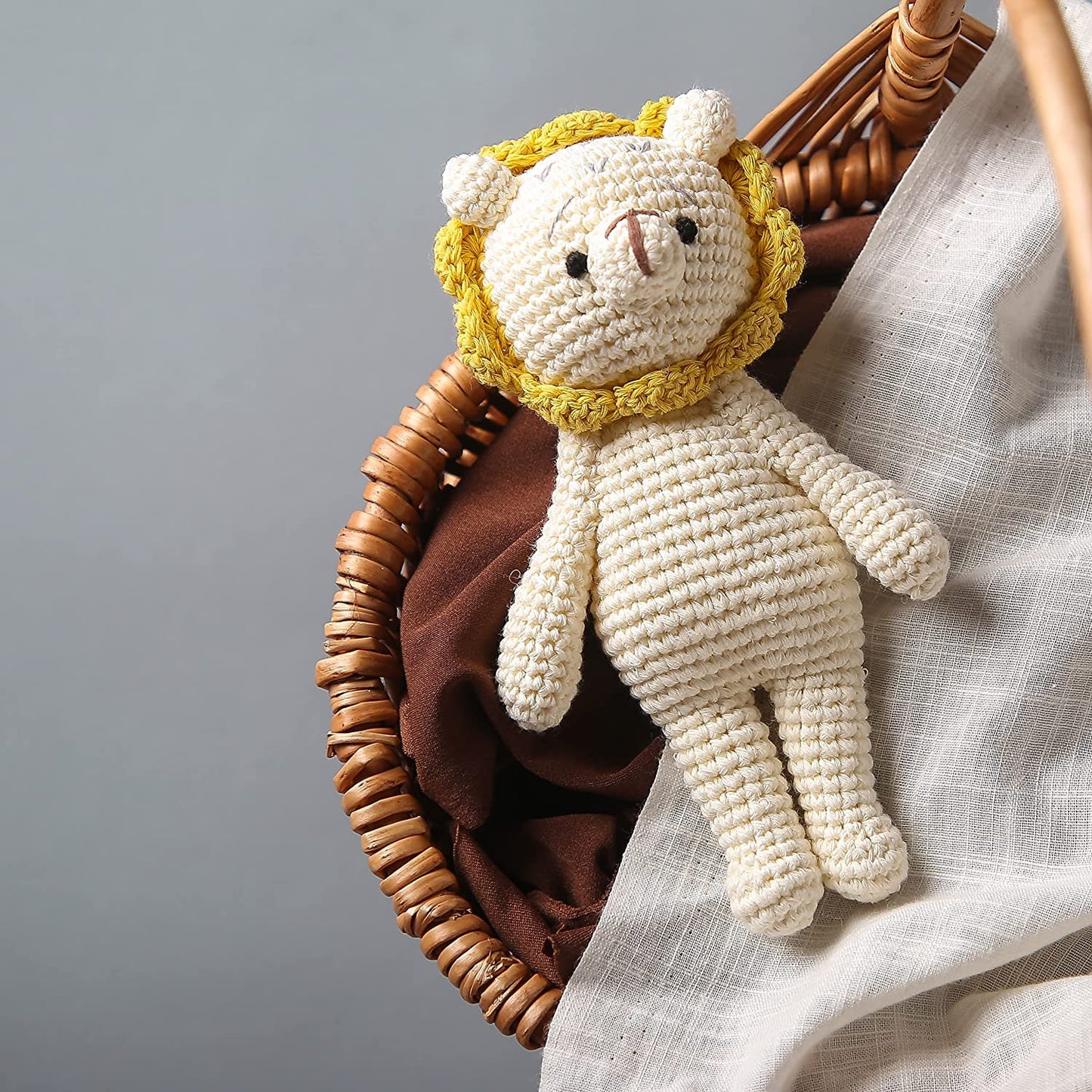 Handmade Crochet Lion Plush Toy | Amigurumi Lion Doll | Soft Cotton Stuffed Animal | Baby Gift